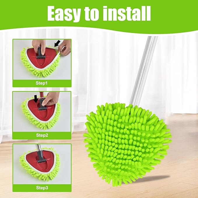 Mop Cloth Reusable, Mop Replacement Head Compatible with EasyWring & Clean Spin System Wet-Dry Mops Cloth for Household 4 Pack