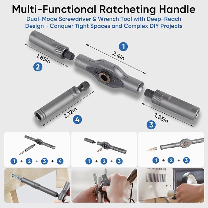 Magnetic Ratchet Screwdriver Set - 42 in 1 Multifunction Mini Ratcheting Screwdriver Kit with Detachable Handle & Portable Case for DIY Repair, Furniture, Bicycle, Electronics (Orange)