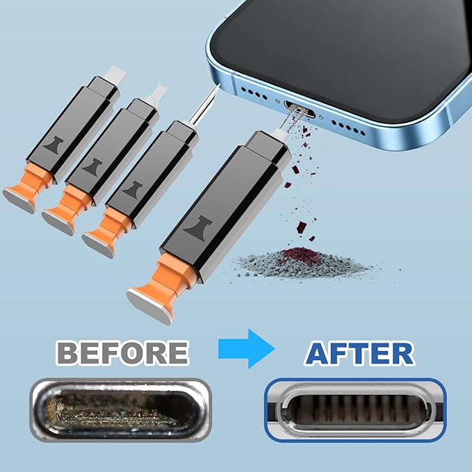 13-in-1 for iPhone Cleaning Kit Charging Port Cleaner, Phone Cleaner Repair Tool for Lightning Cable Connector Charger Speaker, iPad MacBook Samsung AirPods Pro & Charging Case, Safe for All Devices