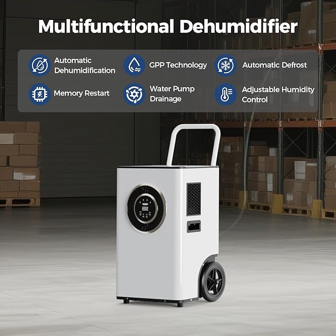 ALORAIR 110PPD Commercial Dehumidifier with Pump & Drain Hose, SLGR Tech Dehumidifiers for Large Room, Basement, Warehouse, Industrial Space, 5 Years Limited Warranty, Sentinel Elite50X