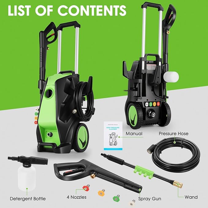 Pressure Cleaner, 5000 PSI 4.0 GPM Heavy Duty Power Cleaner with 33FT Hose, 4 Quick Connect Nozzles, Foam Cannon, Blue