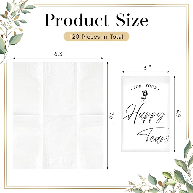 Ocmoiy 30 Pack Happy Tears Tissues for Wedding, 3 Ply Wedding Tissue Packs For Guests, Bulk Individual Facial Pocket Tissues for Wedding Party Favors Travel Graduation Celebration