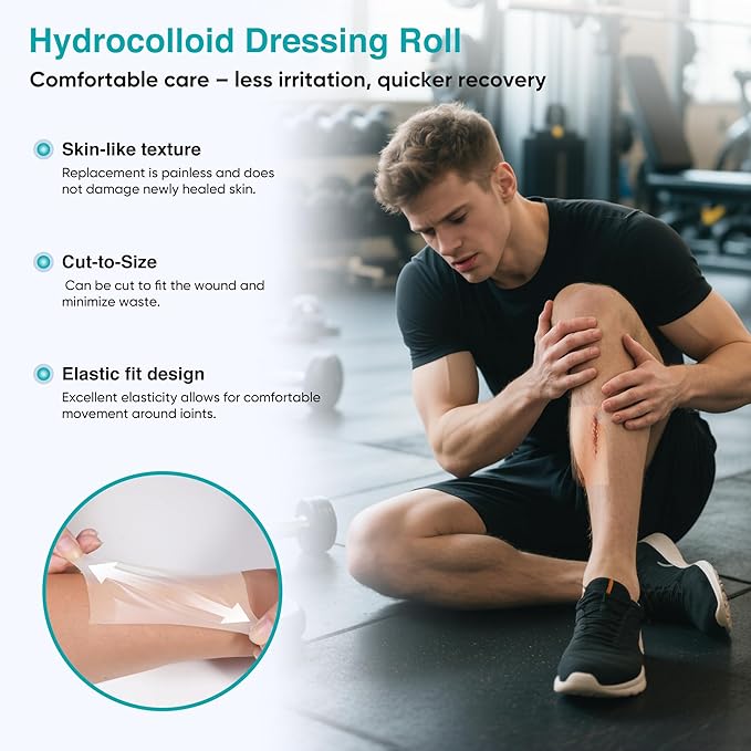 Derm Tape Hydrocolloid Roll - Acne & Pimple Patch Tape, Flexible Bandages Roll for Wound Care and Skin Protection, Cut-to-Size Hydrocolloid Tape for Daily Use (2in x 16ft)