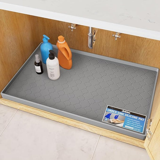 Jin&Bao Waterproof Under Sink Mat 22x19 for Kitchen and Bathroom, Thicken Cabinet Protector and Kitchen Shelf Liner, Organizer and Storage, Multipurpose Mat for Pets, Coffee Area, and Shoe Entryway