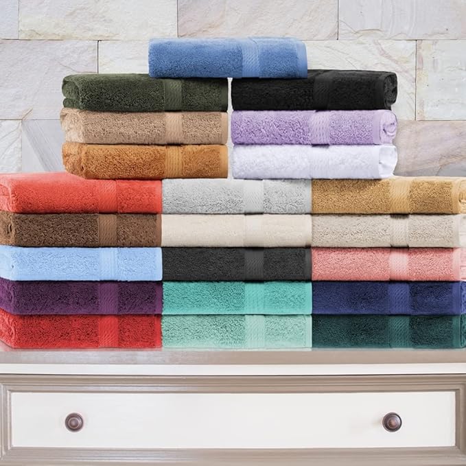 Superior Egyptian Cotton Pile 3 Piece Towel Set, Includes 1 Bath, 1 Hand, 1 Face Towel/Washcloth, Ultra Soft Luxury Towels, Thick Plush Essentials, Guest Bath, Spa, Hotel Bathroom, Light Blue
