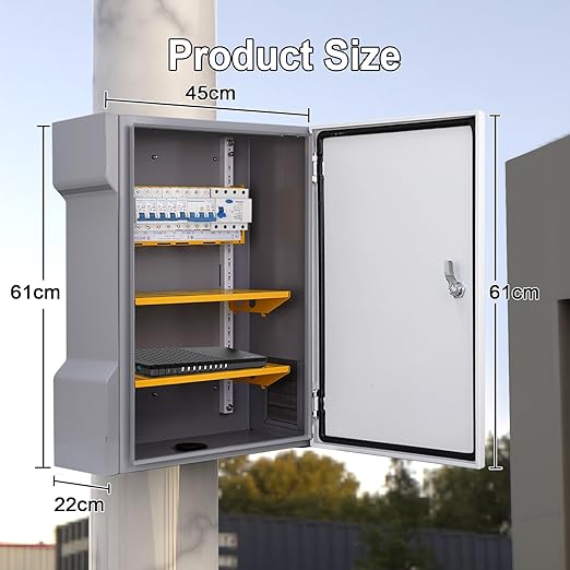 Waterproof Electrical Enclosure 23.6"x17.7"x7.9", Outdoor Electrical Box Weatherproof, Vented Electrical Junction Box with Reinforced Lock (Grey Iron)