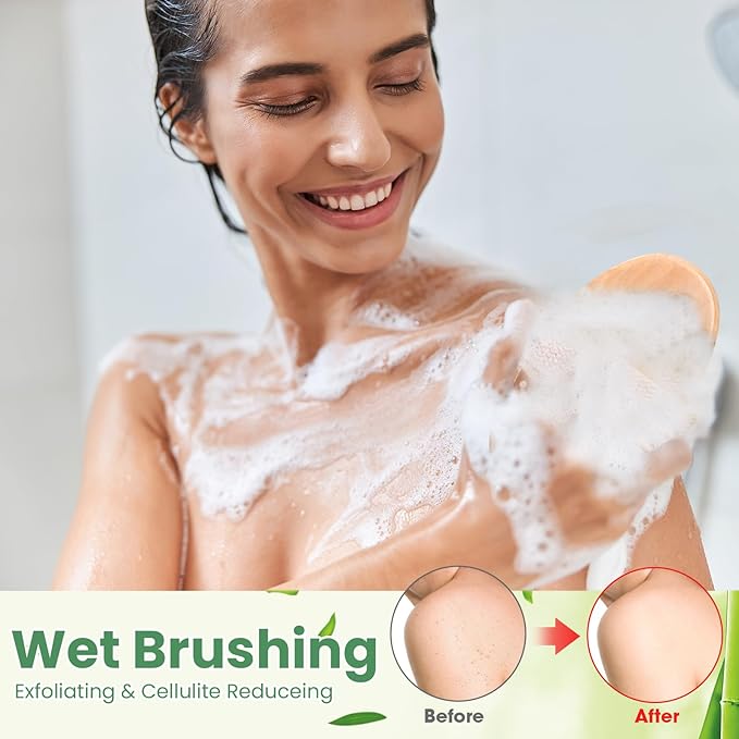 Gejoy 30 Pcs Dry Brushing Body Brush Exfoliating Brush with Massage Nodule Dry Skin Body Scrubber for Shower Bath Back Circulation Improvement Dead Skin Exfoliator (4.92 x 2.56 Inches,Wood Color)