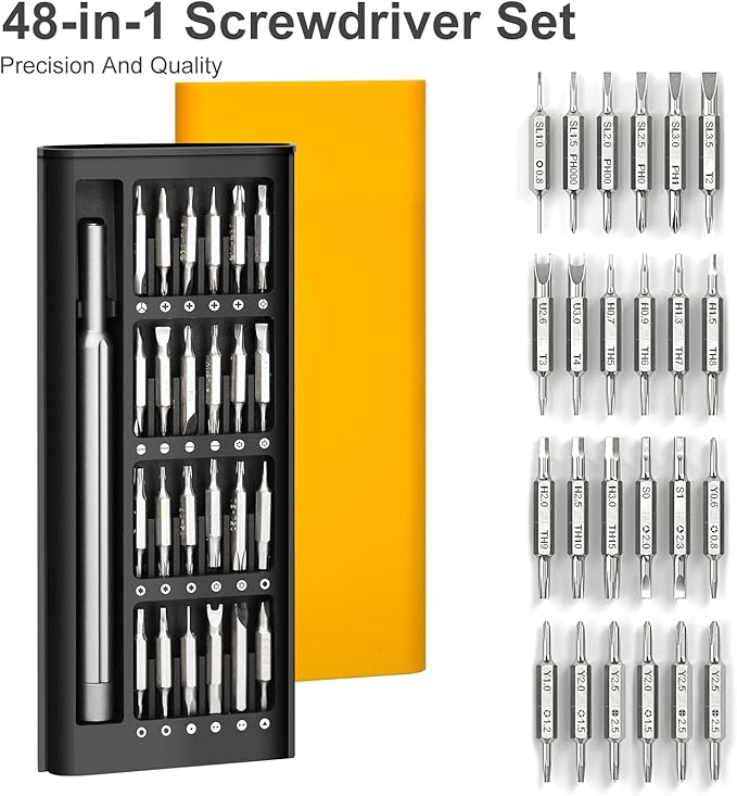 Mini Precision Screwdriver Set 48 in 1 Small Screwdriver Bit Set, 48 Magnetic Bits Repair Tool with Premium Quality Case for iPhone,iPad, PC, Toys, Laptop, Eyeglasses