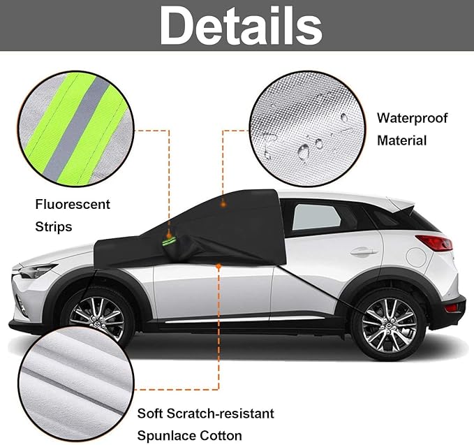 Windshield Snow Cover with Side Mirror Covers, Protects Windshield and Wipers from Weatherproof, Rain, Sun, Frost, Extra Large Size Fits for Most Vehicles, Cars and SUV