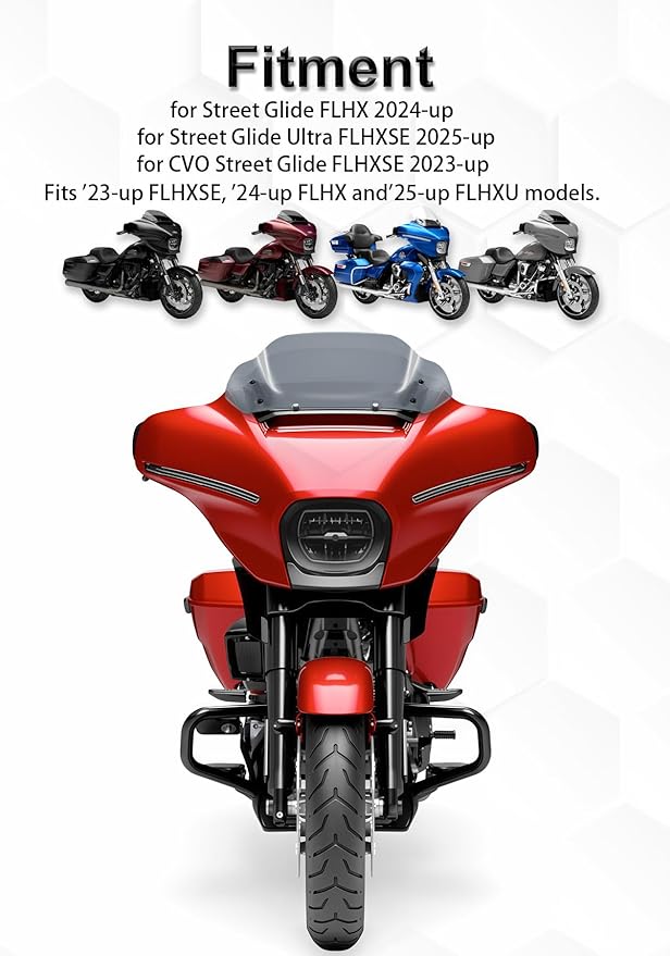 8" Wave Windshield Windscreen Wind Splitter Compatible with Harley Davidson Touring CVO Street Glide FLHXSE 2023-up,Street Glide FLHX 2024-up & FLXHU 2025-up (Tint)