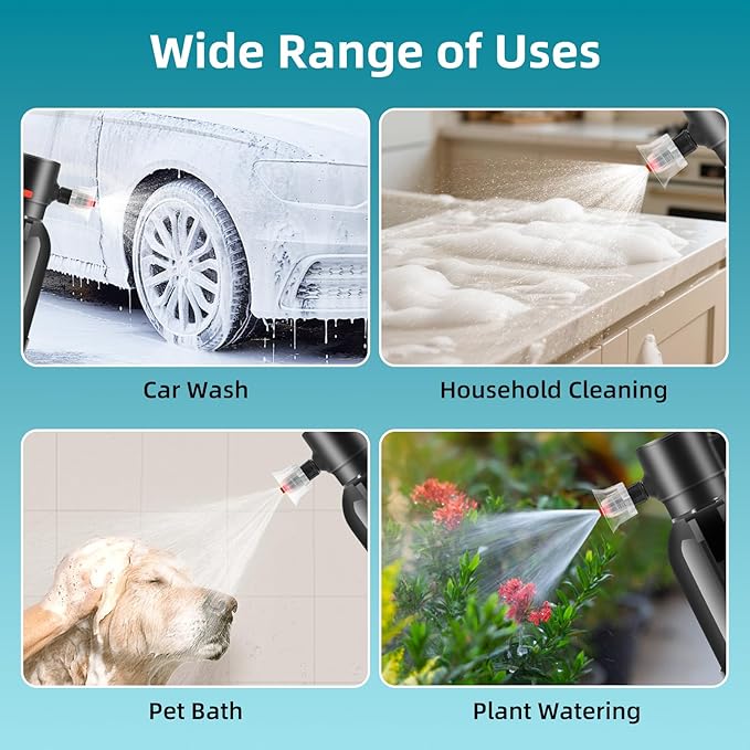Uten Cordless Electric Foam Sprayer - 2L Foam Pump Sprayer, Car Washing Applicator, Tangle-Free for Cars, Daily Cleaning, Pets