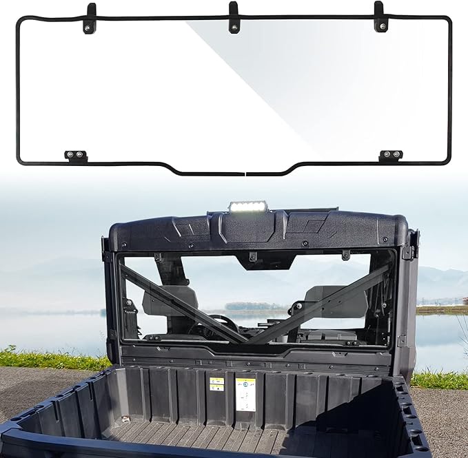 Rear Windshield Compatible With Polaris Ranger XP 1000 / Crew 1000 / 900 2017-2025 Scratch Resistant Full Size Hard Rear Window