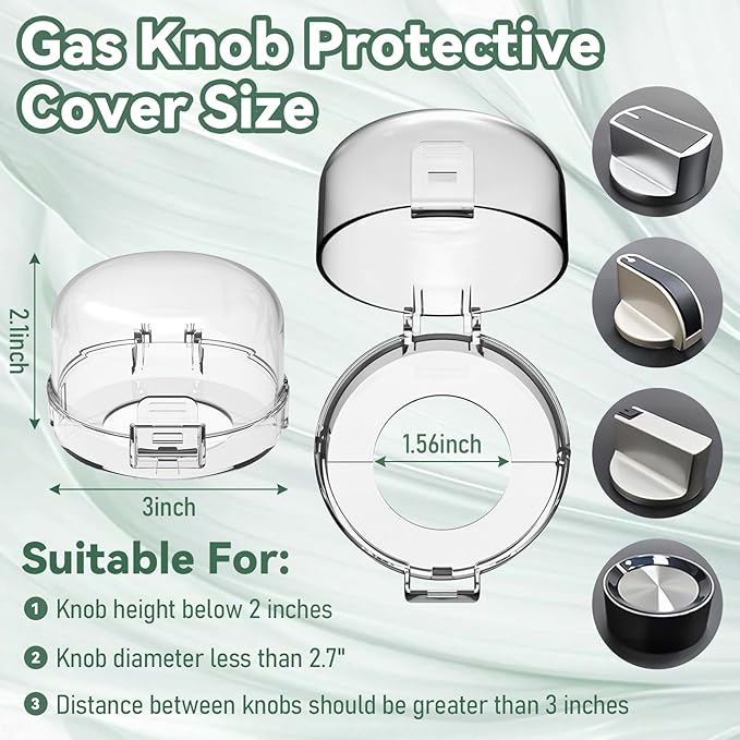 Stove knob Safety Covers for Child Upgraded Unlock Universal Size with Adult Two-Finger, Dual-Key Press Gas Stove Knob Locks Water Resistant Oil Resistant and High Temperature Resistant（6 Pack）