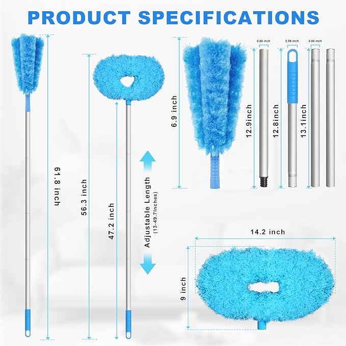 Storystore Ceiling Fan Cleaner Duster and Feather Dusters for Cleaning Dust and Cobweb(4-Claw and Round)