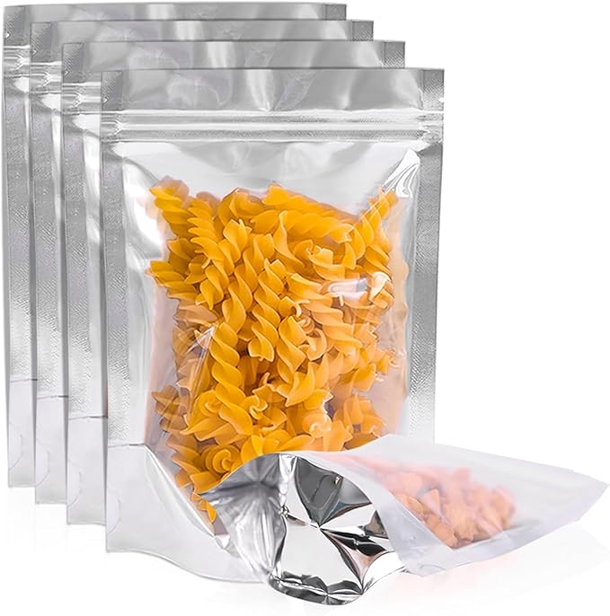 30PCS 12"X16" Mylar Bags for Food Storage with Clear Front Window,Smell Proof Stand Up Ziplock Pouch,Resealable Bags for Small Business Packaging Candy Coffee Bean Nuts Cookie Long Term