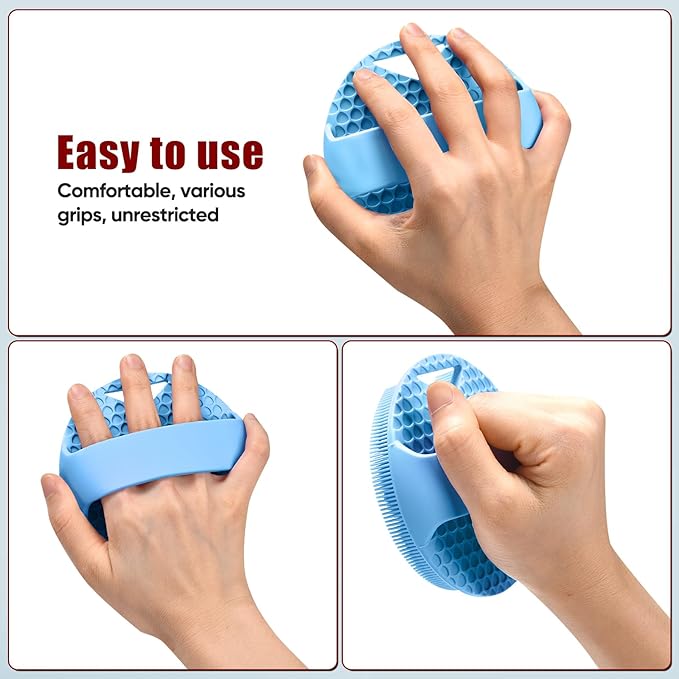 Heavy Duty Silicone Body Scrubber – Anti Zinc Infused-Lymphatic Brush Exfoliating Body Scrubber for Shower Body,with Stiff and Soft Bristles for Anti-Puffiness,Blood Circulation- Azure