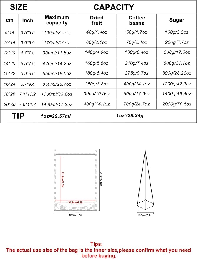 FireKylin 100 PCS Stand Up Pouches,4.7" x 7.9" Paper Bags With Window Clear Front Pouches Resealable Zipper Food Storage White