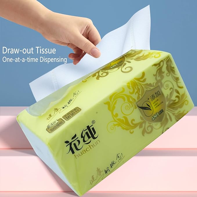 8 Packs Disposable Soft Facial Tissue, Napkin, Toilet Paper -Bag Cover NOT Box, Native Wood Pulp Fiber Material NOT COTTON, White Facial Paper Tissue, 4-Ply, 420 Sheets per Pack