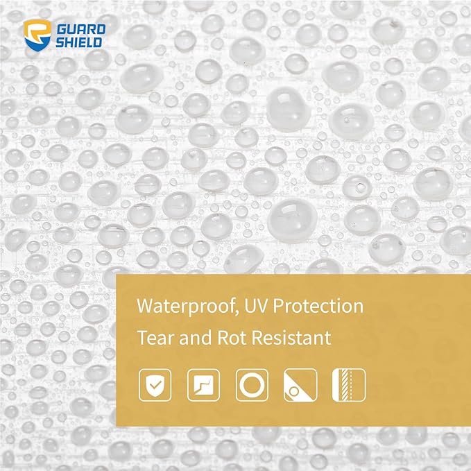 GUARD SHIELD Heavy Duty Tarp 12x16 Feet White Multi Purpose Thick Waterproof Poly Tarp Cover 10mil