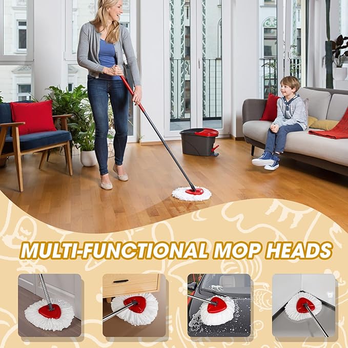 20 Pack Mop Replacement Heads, Microfiber Spin Mop Refills for EasyWrin 1-Tank System, 360 Degree Mop Replacement Head, Machine Washable Spin Mop Replace Head for Easy Floor Cleaning
