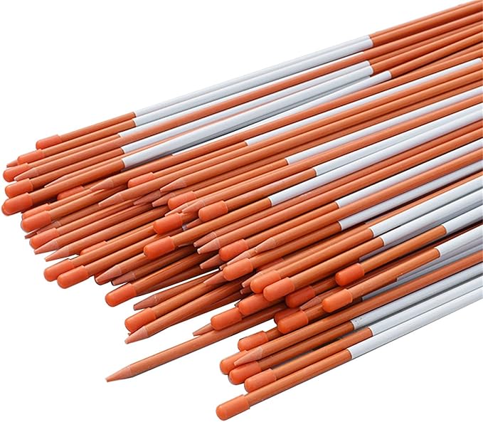 100-Pack 48Inch Driveway Markers Snow Stakes 5/16Inch Diameter Orange Reflective Markers Fiberglass Poles with Reflective Tape for Easy Visibility at Night