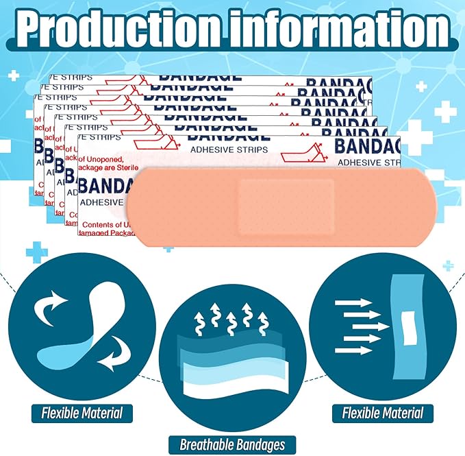 Timgle 10000 Pcs 3/4" x 3" Adhesive Bandages Bulk Waterproof Adhesive Breathable Bandages for Sensitive Skin School Nurses Businesses Travel First Aid Kits Homeless Care Supplies Donations