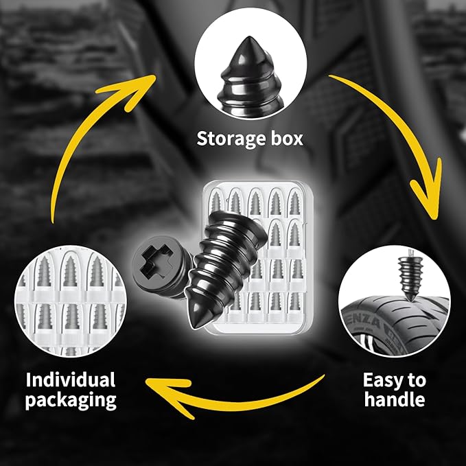 40 PCS Tire Repair Rubber Nails Kit with 2 Sizes, Screw in Tire Repair Plugs with Box and Screwdriver, Fast Self-Service Tire Repair Tools, Tire Screw Plug Repair Kit