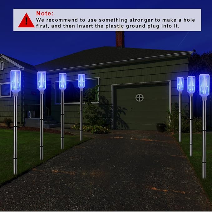 Macarrie 6 Pcs Solar Powered Driveway Markers Reflector Lights Landscape Driveway Reflectors on Poles for Snow Road Outdoor Yard(37 Inch,Blue)