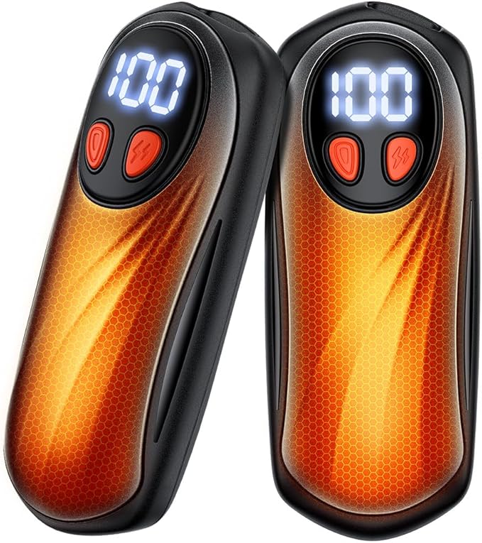Hand Warmers Rechargeable 2 Pack, 6000mAh Electric Hand Warmers, 5-Level Heating with Battery Display, Reusable Portable Pocket Heater, Gifts for Christmas, Outdoor, Golf, Travel, Hunting, Camping