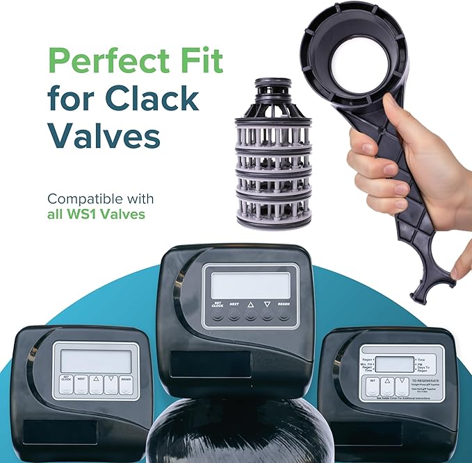 Clack WS1 Water Softener Maintenance and repair Kit - Genuine OEM V3193 Service Wrench & V3005-02 Seal Stack Spacer Assembly Bundle