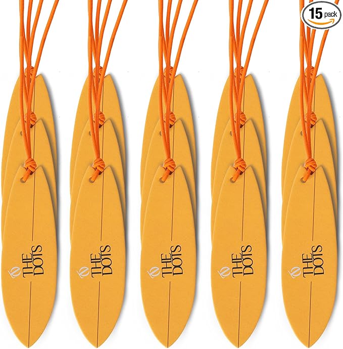 THEDOTS Series 15 Pack Sicilian Orange Surfboard Hanging Car Air Fresheners, Detachable Message Cards with Surfing Art, Long-lasting Scent for Car & Home