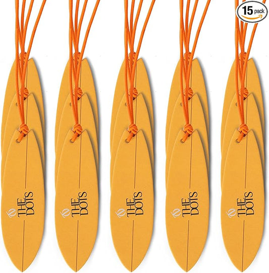 THEDOTS Series 15 Pack Sicilian Orange Surfboard Hanging Car Air Fresheners, Detachable Message Cards with Surfing Art, Long-lasting Scent for Car & Home