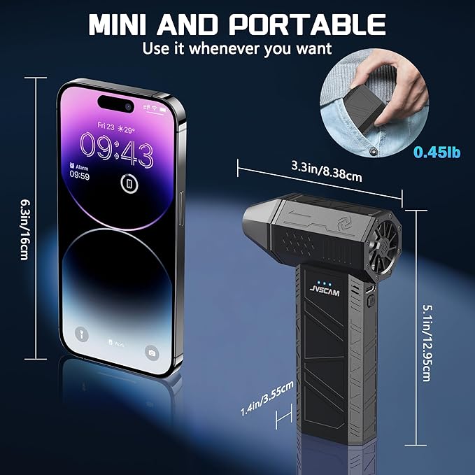 Compressed Air Duster - Electric Air Duster with Brushless Motor - 3 Gear Adjustable Cordless Air Blower - Rechargeable Air Duster for PC, Keyboard, Car, Outdoors, Home (X3)