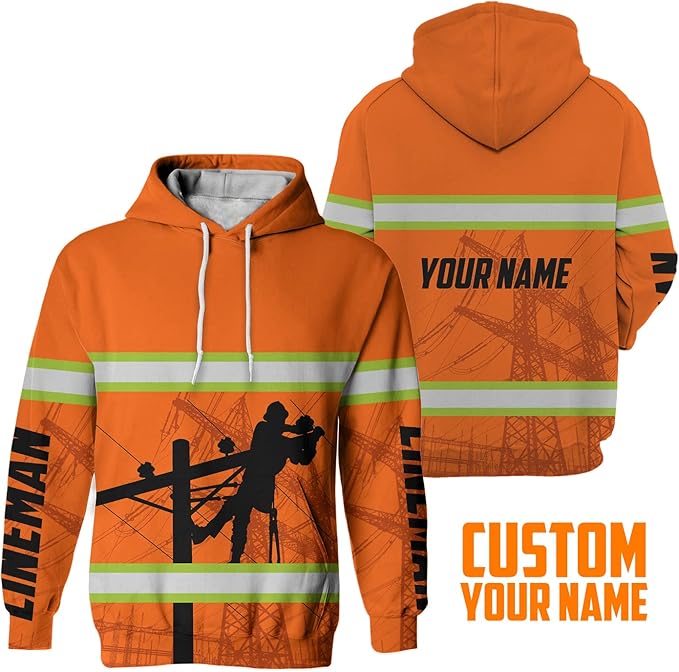 Matedecor High Visibility Hi Vis Hoodie for Men - Jobs Collection Custom Name Class 3 Reflective Safety Workwear