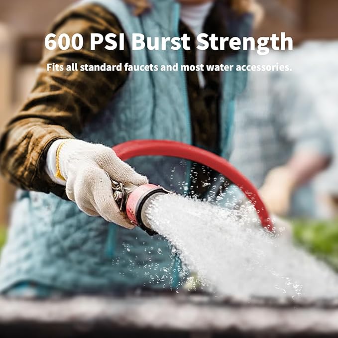 Garden Hose 150 ft x 5/8” Hot/Cold Heavy Duty Water Hose,-50°F to 190°F,Burst 600Psi Flexible Upgraded Rubber Hoses,3/4” Solid Fittings for All-weather Outdoor Lawn & Garden