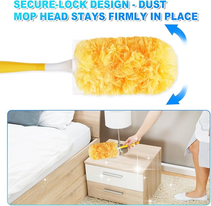 3 Pack Replacement Duster Handles Compatible with Swiffer Duster Refills, Durable Detachable Handles for Easy Cleaning (Yellow & White)