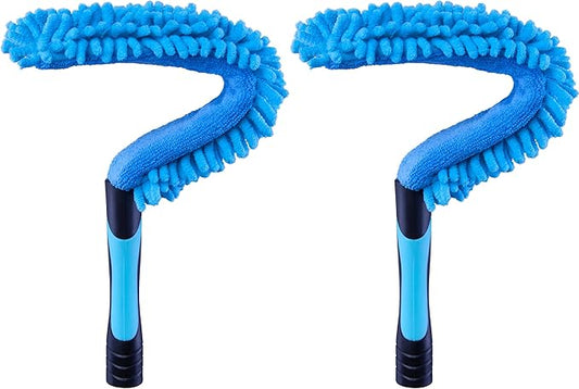 17" Microfiber Flexible Ceiling Fan Duster with Washable Chenille Dusting Cloth, Use by Hand or Attach to Extension Poles (2)