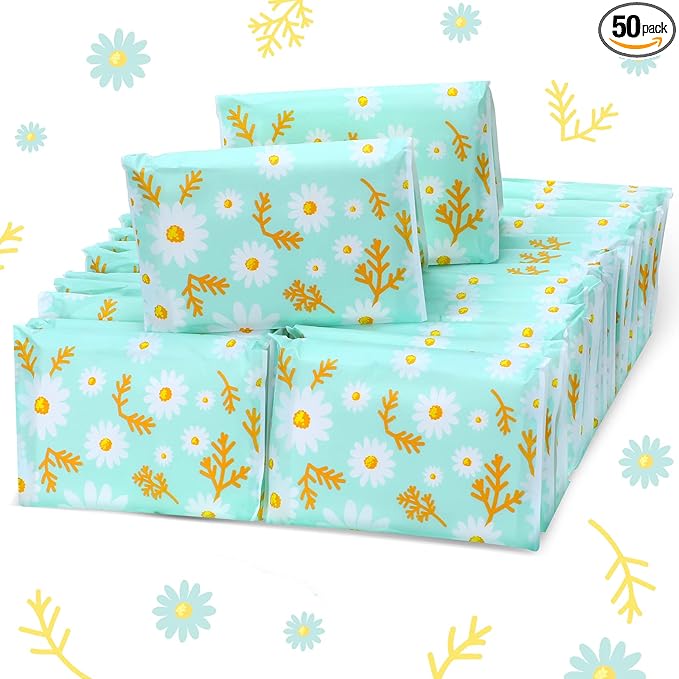 Geyee 50 Packs Facial Tissue Travel Packs Disposable Pocket Tissues for Wedding Guest Travel School Purse Home Supplies, 500 Sheets 3 Ply(Daisy)