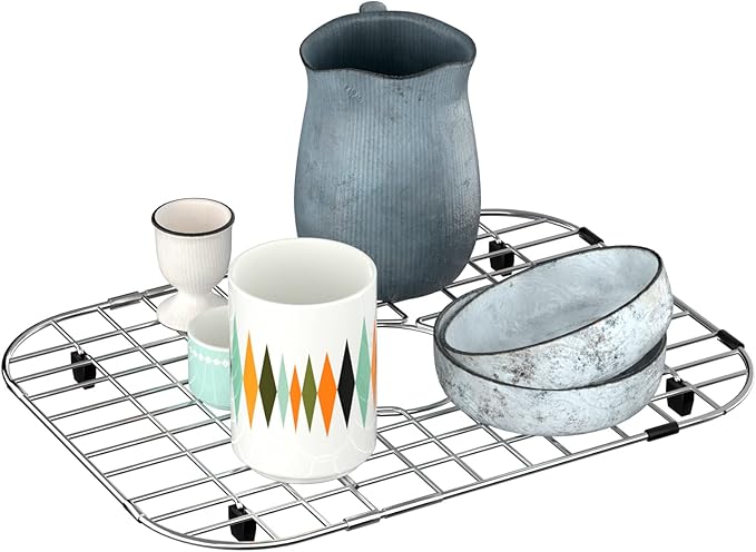 Sink Grid Protector, 18" Bottom Sink Grates, Sink Protector with Corner Radius, Kitchen Sink Protector Center Drain Hole, Sink Steel Bottom Grid -18"L X 13.4"W