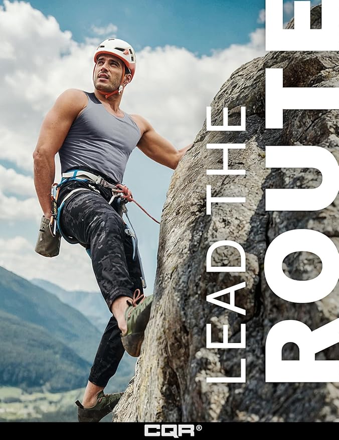 CQR Men's Lightweight Vent Hiking Pants, Water-Resistant & Breathable Sports Outdoor Athletic Pants with Elastic Waist