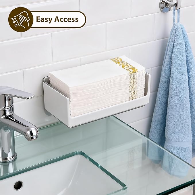 Moretoes 120 Pack Disposable Paper Hand Towels for Bathroom, Linen-Feel 12" x 17" Single-Use Bathroom Napkins for Guests, Disposable Cloth-Like Hand Tissue Paper, Gold and White