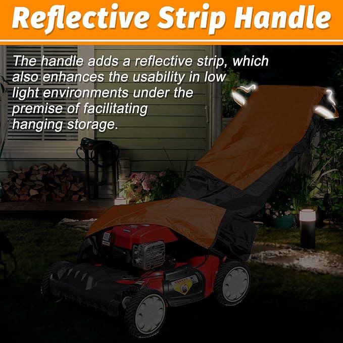 Lawn Mower Cover,Outdoor Push Mower Covers,Waterproof UV Protection Universal Fit Push Mower Cover.Protects Against Dust and Wind, Lawn Mower Accessories, with Storage Bag(Black&Orange)