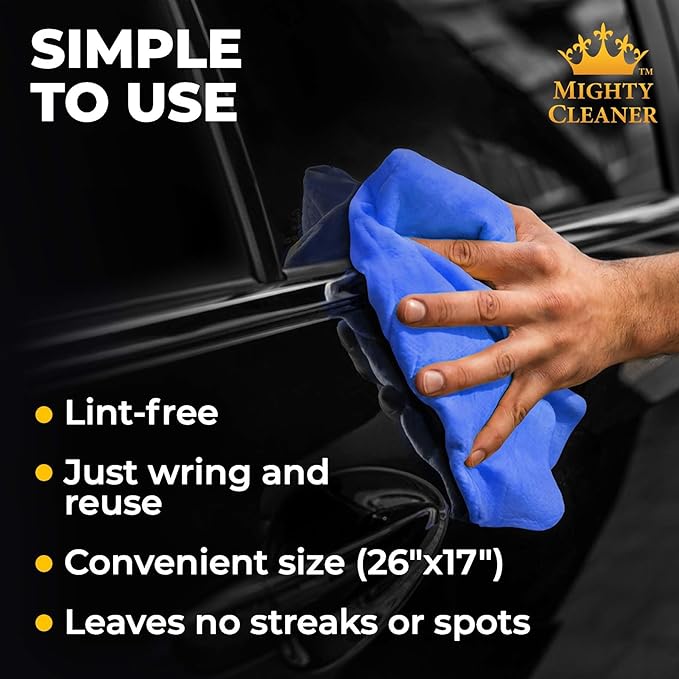 Premium 2pk +1 Free Shammy Cloth for Car Drying - 26"x17" - Super Absorbent Chamois Towel - Scratch-Free, Reusable & Soft Wash Cloth - Car Drying Towels