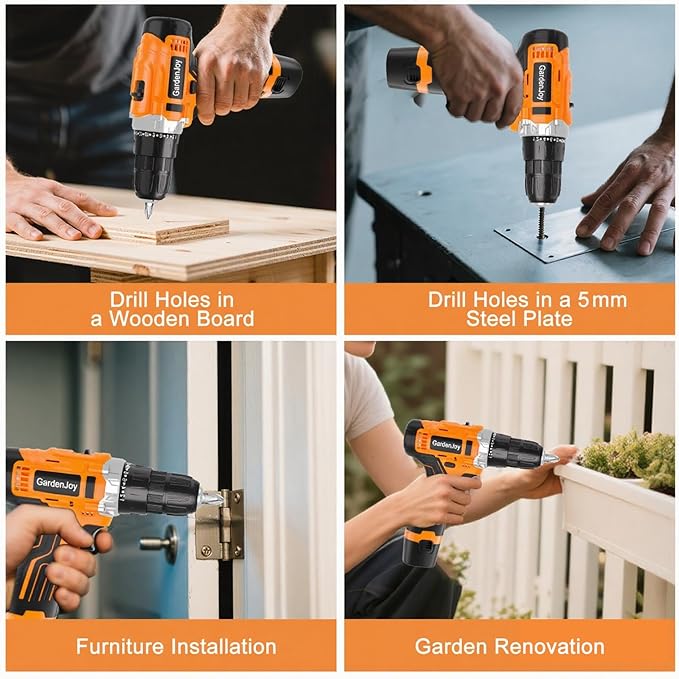 12V Cordless Electric Drill Driver Set, Powerful Lightweight Portable Rechargeable Screwdriver 65pcs Accessories,2-Speed, 24+1 Position for Wood/Wall Drilling & Screw Driving, Home DIY Tool woman man