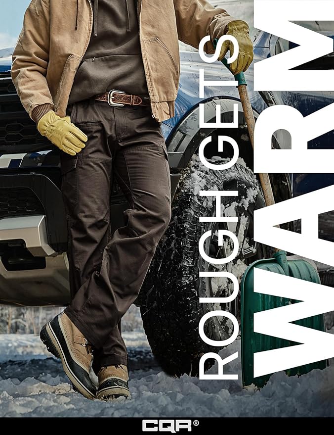 CQR Men's Winter Tactical Cargo Pants, Thermal Fleece Lined Outdoor Snow Ski Hiking Work