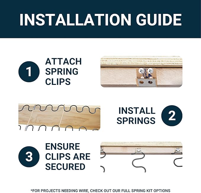 House2Home 23" Couch Spring Repair Kit to Fix Sofa Support for Sagging Cushions - Includes 2pk of Springs, Upholstery Spring Clips, Seat Spring Stay Wire, Screws, and Installation Instructions