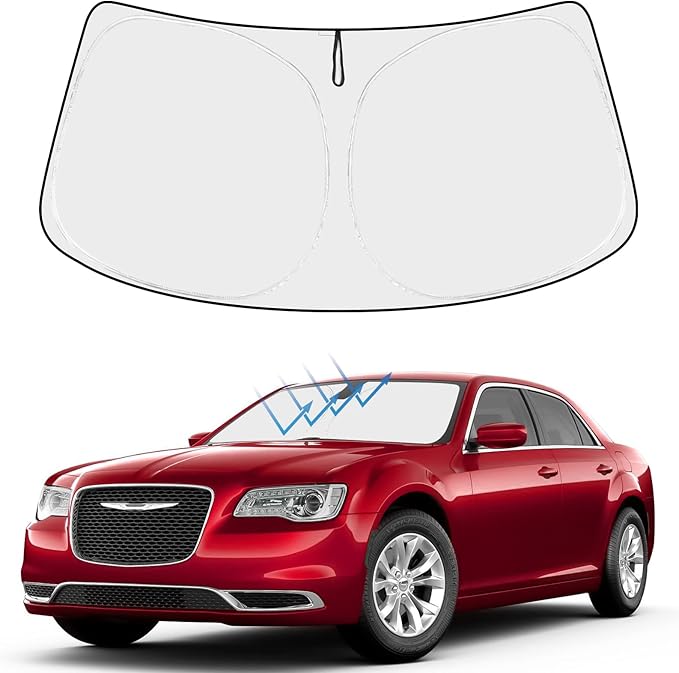 Proadsy Custom Fit Chrysler 300 300C 2011-2025 Windshield Sun Shade 4-Layer Foldable Front Sunshade Protector Sun Visor Blocks UV Rays Keep Car Cooler