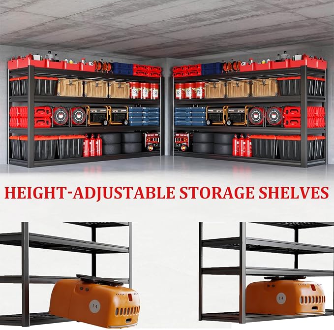 67" Wide Garage Shelving Unit, 30" D Heavy Duty Garage Storage Shelves,3500 LBS Capacity, Industrial Adjustable Shelves for Basement,Kitchen,Warehouse, 2 Pack