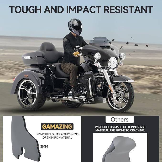 Windshield 7" Motorcycle Wave Windscreen 2014-2023 Fit For Harley Davidson Touring Street Glide Electra Glide Ultra Limited Tri Glide Flht Flhx Flhtk Flhtc Flhtcu, Smoke