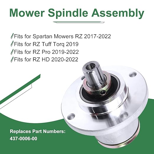 437-0006-00 Deck Spindle Compatible with Spartan Mowers 2017-2022 RZ, 2019-2022 RZ Pro, 2019 RZ Tuff Torq, 2020-2022 RZ HD